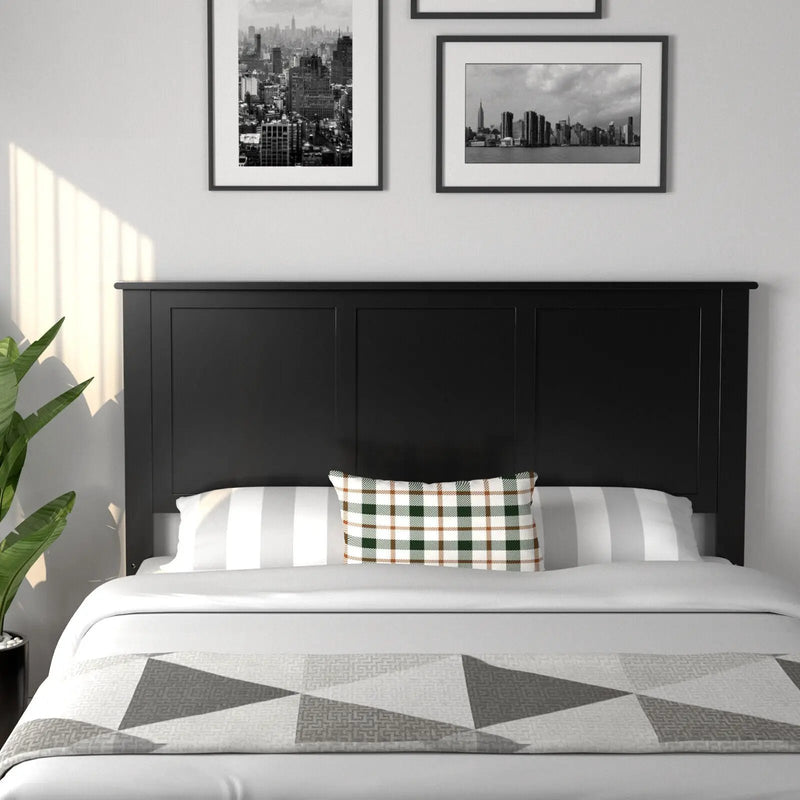 Full Wood Headboard Flat Panel with Pre-drilled Holes and Height Adjustment by DirectDeals