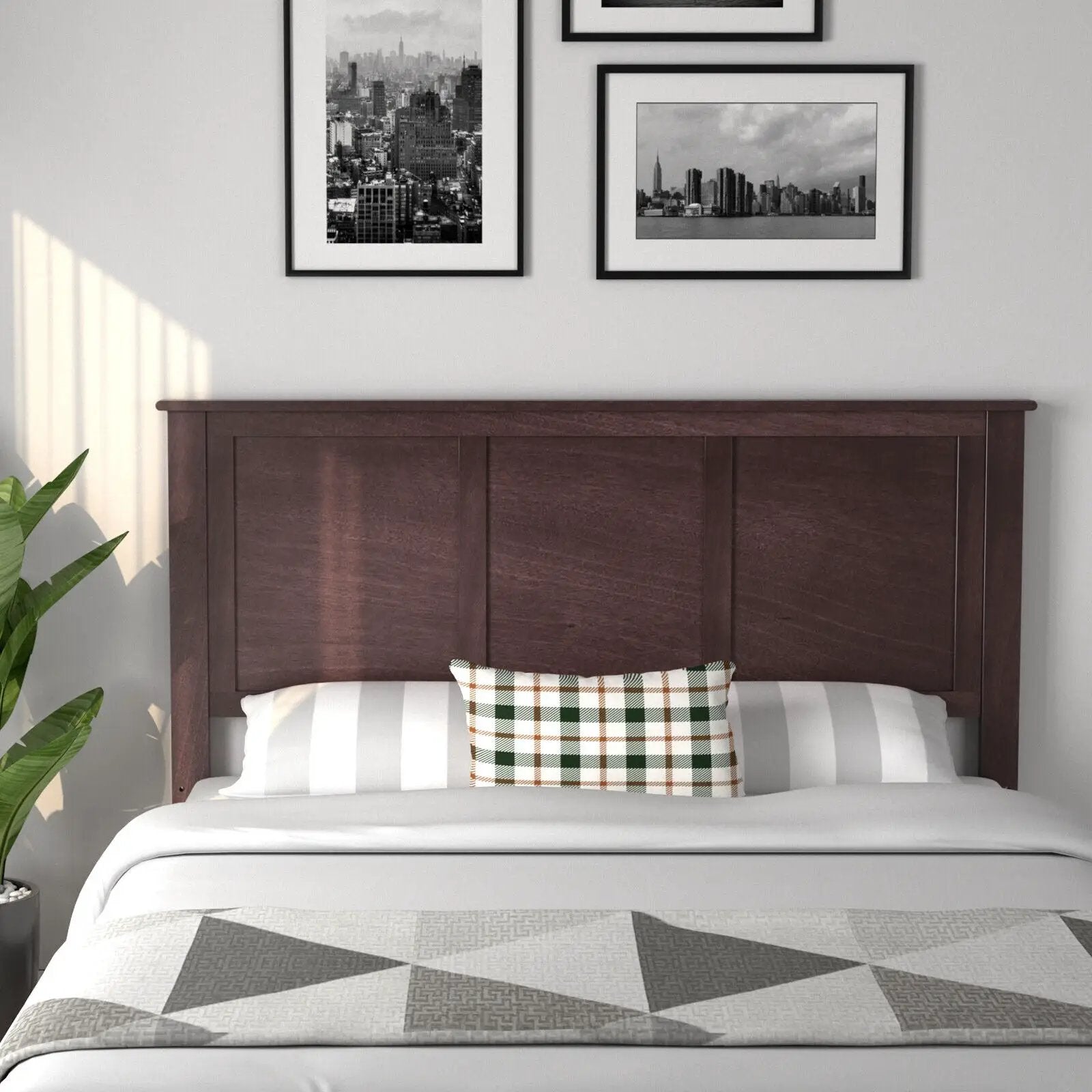 Full Wood Headboard Flat Panel with Pre-drilled Holes and Height Adjustment by DirectDeals