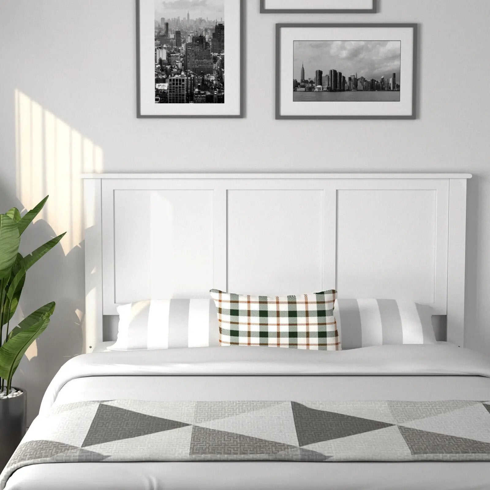 Full Wood Headboard Flat Panel with Pre-drilled Holes and Height Adjustment by DirectDeals