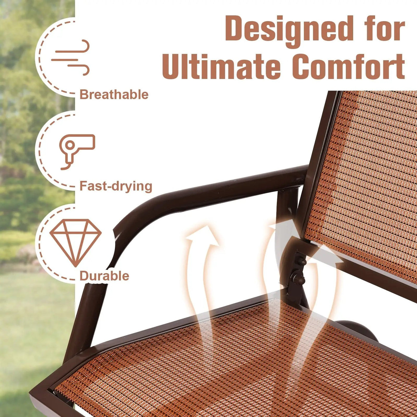 Swing Glider Chair 48 Inch Loveseat Rocker Lounge Backyard by DirectDeals