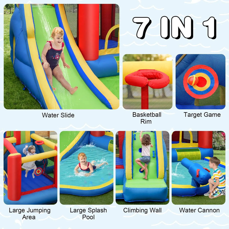 Inflatable Kid Bounce House Slide Climbing Splash Park Pool Jumping Castle Without Blower by DirectDeals