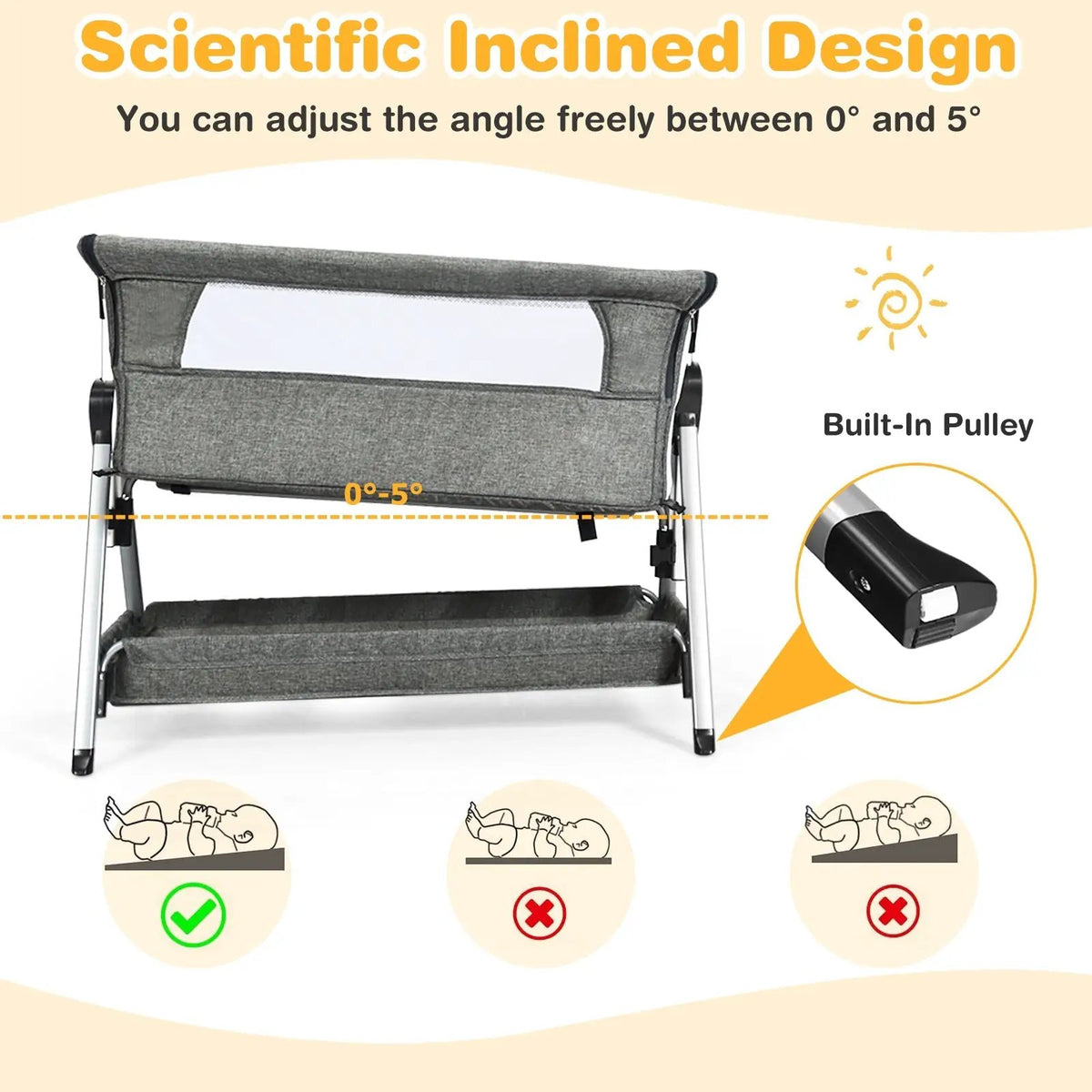 Adjustable Baby Bedside Crib with Large Storage by DirectDeals