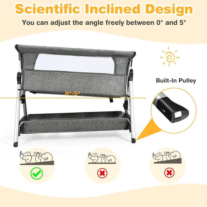 Adjustable Baby Bedside Crib with Large Storage by DirectDeals