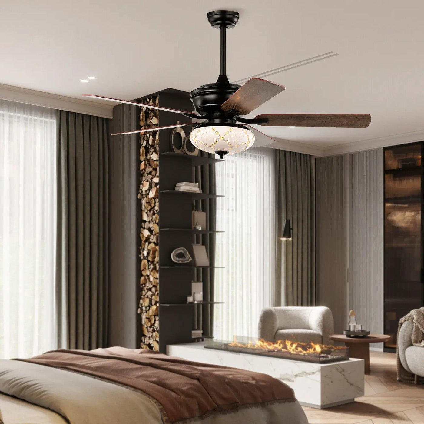52 Inch Ceiling Fan with 3 Wind Speeds and 5 Reversible Blades by DirectDeals