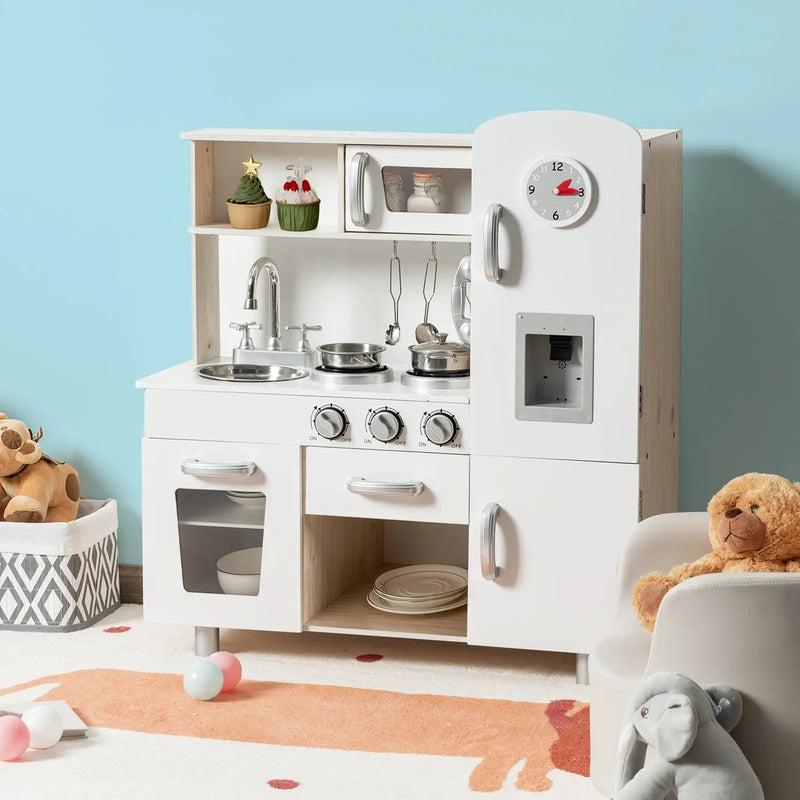 Vintage Play Kitchen Pretend Kids Cooking Playset Toys with Water Dispense by DirectDeals