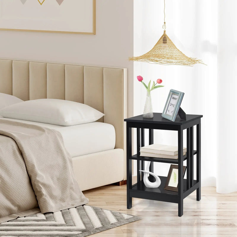 3-Tier Nightstand Sofa Side Table with Baffles and Round Corners by DirectDeals