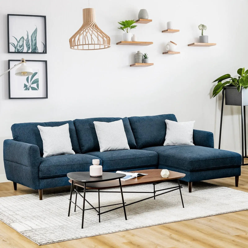 L-Shaped Fabric Sectional Sofa with Chaise Lounge and Solid Wood Legs by DirectDeals