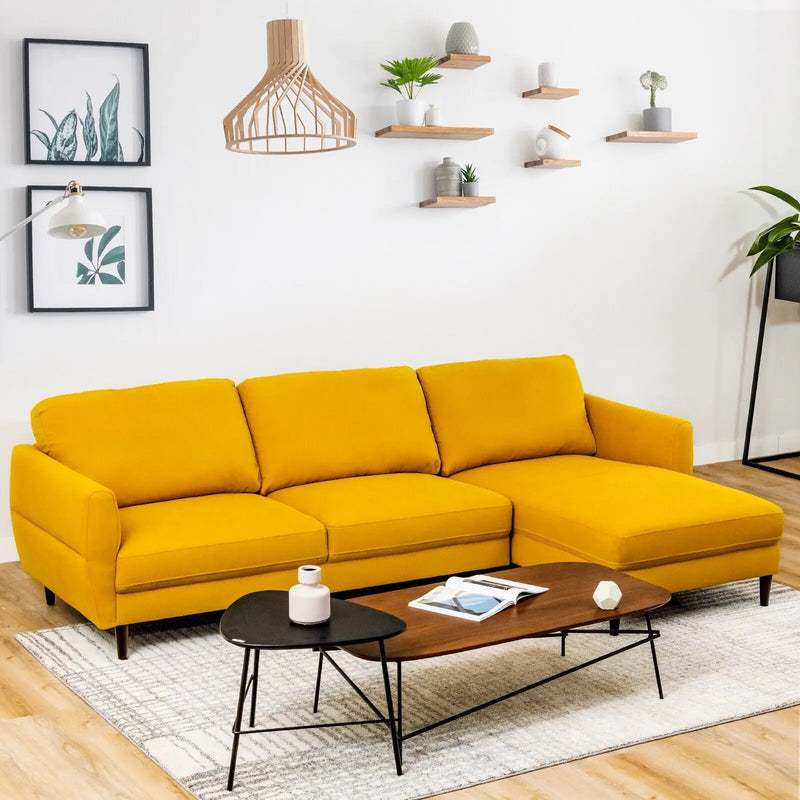 L-Shaped Fabric Sectional Sofa with Chaise Lounge and Solid Wood Legs by DirectDeals