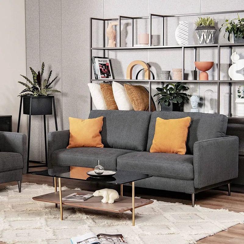 Modern Loveseat with Comfy Backrest Cushions by DirectDeals