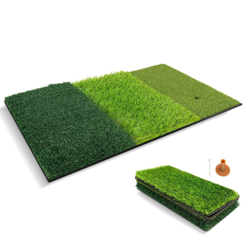 3-in-1 Golf Hitting Mats with 3 Rubber Tees by DirectDeals