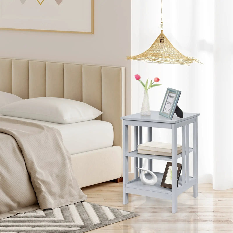 3-Tier Nightstand Sofa Side Table with Baffles and Round Corners by DirectDeals
