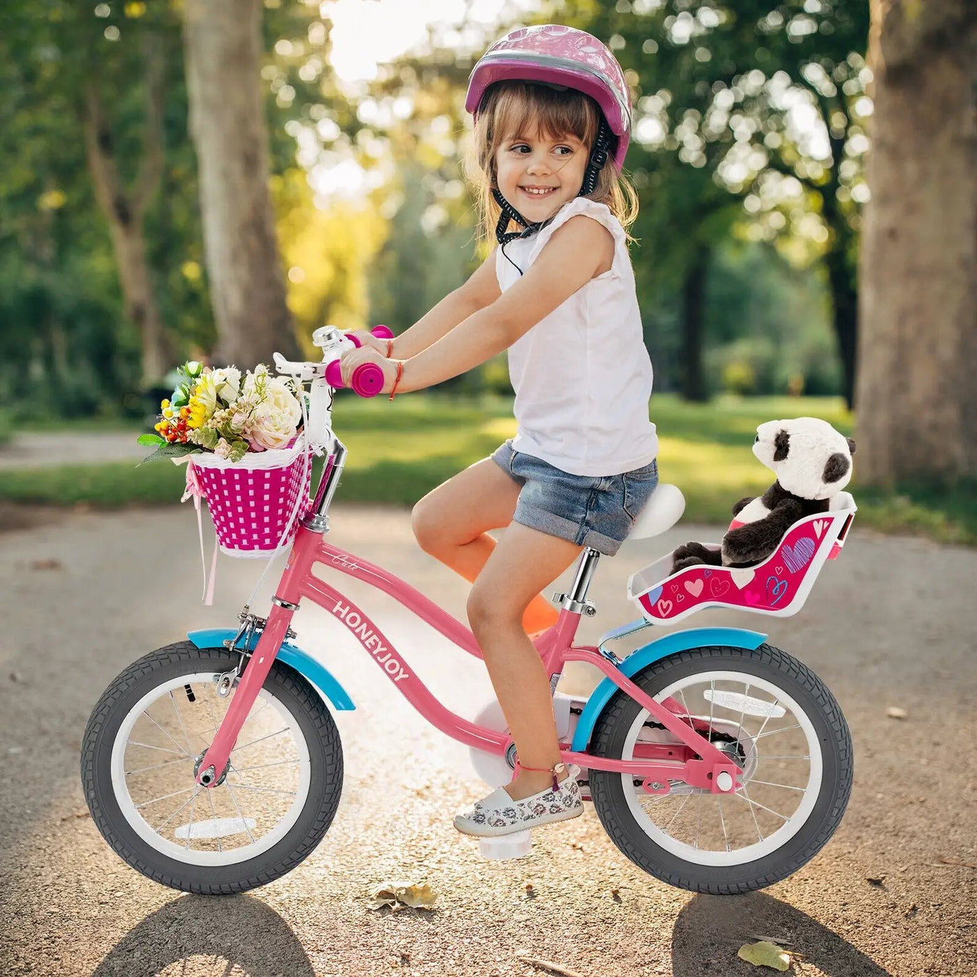 16 Inch Kids Bike with Training Wheels and Storage Basket by DirectDeals