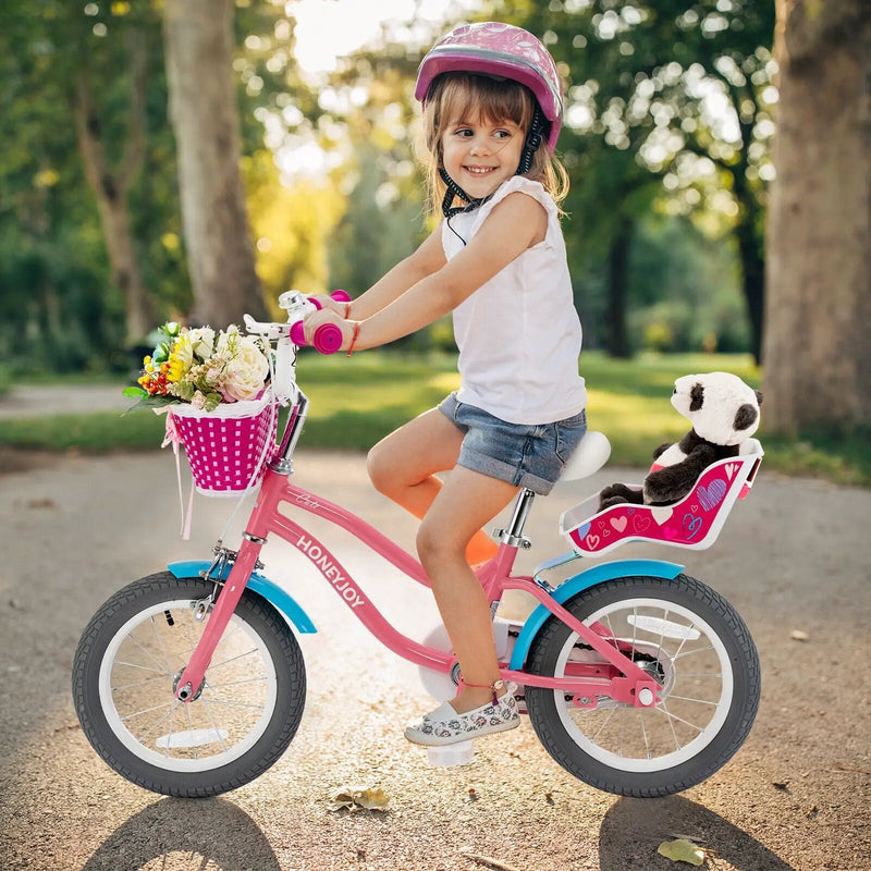 16 Inch Kids Bike with Training Wheels and Storage Basket by DirectDeals