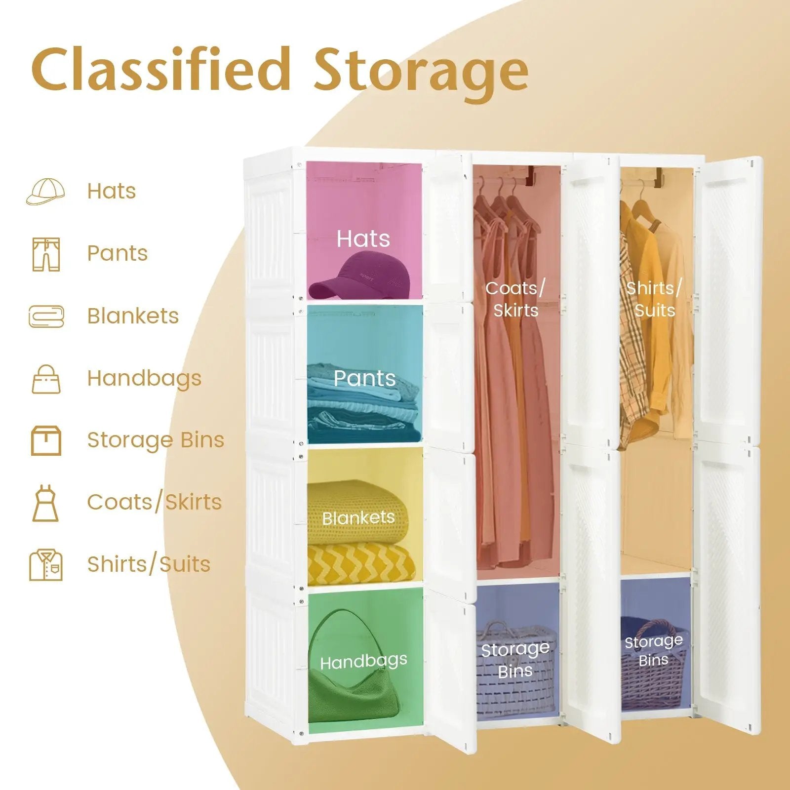 Foldable Closet Clothes Organizer with 8 Cubby Storage by DirectDeals
