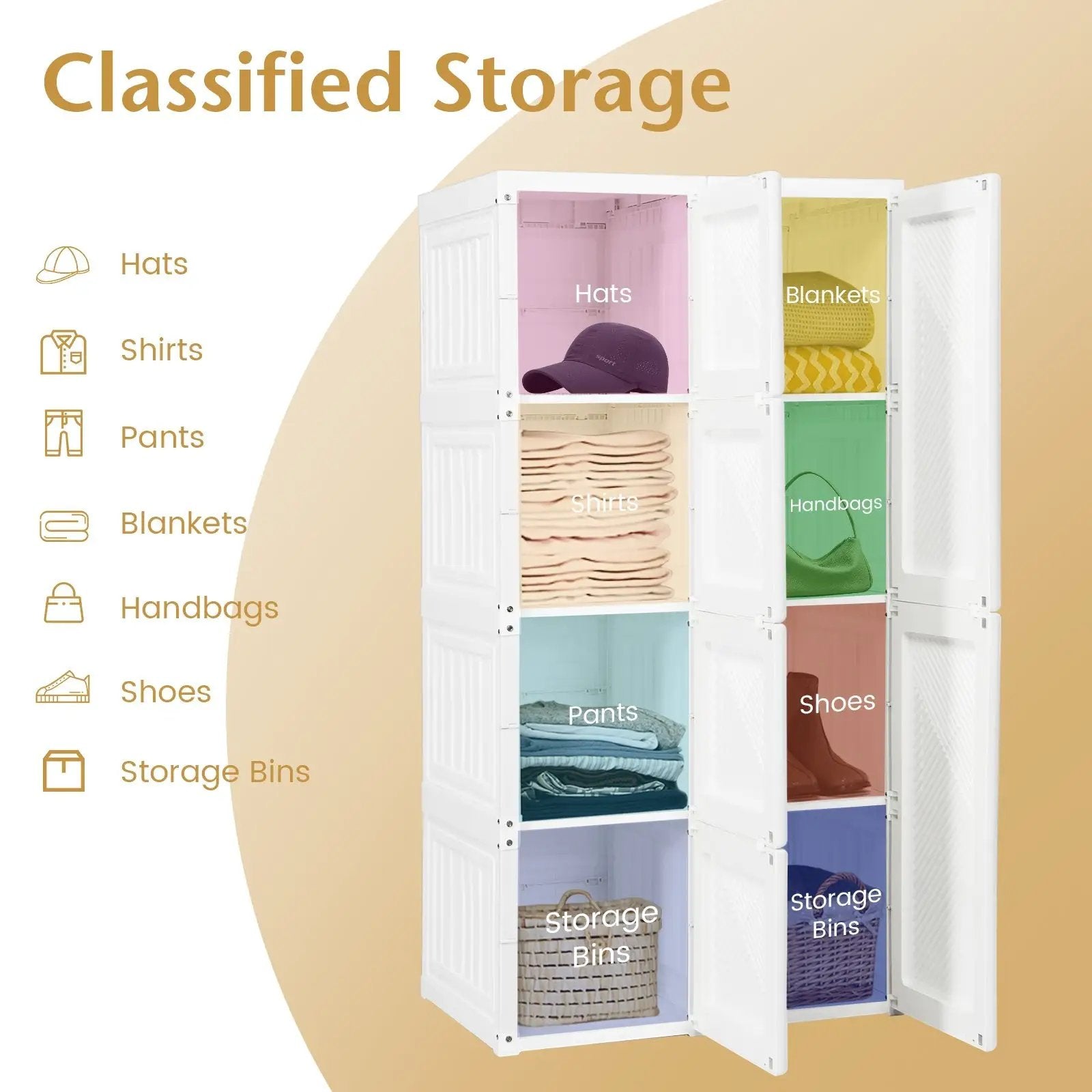 Foldable Armoire Wardrobe Closet with 8 Cubby Storage by DirectDeals