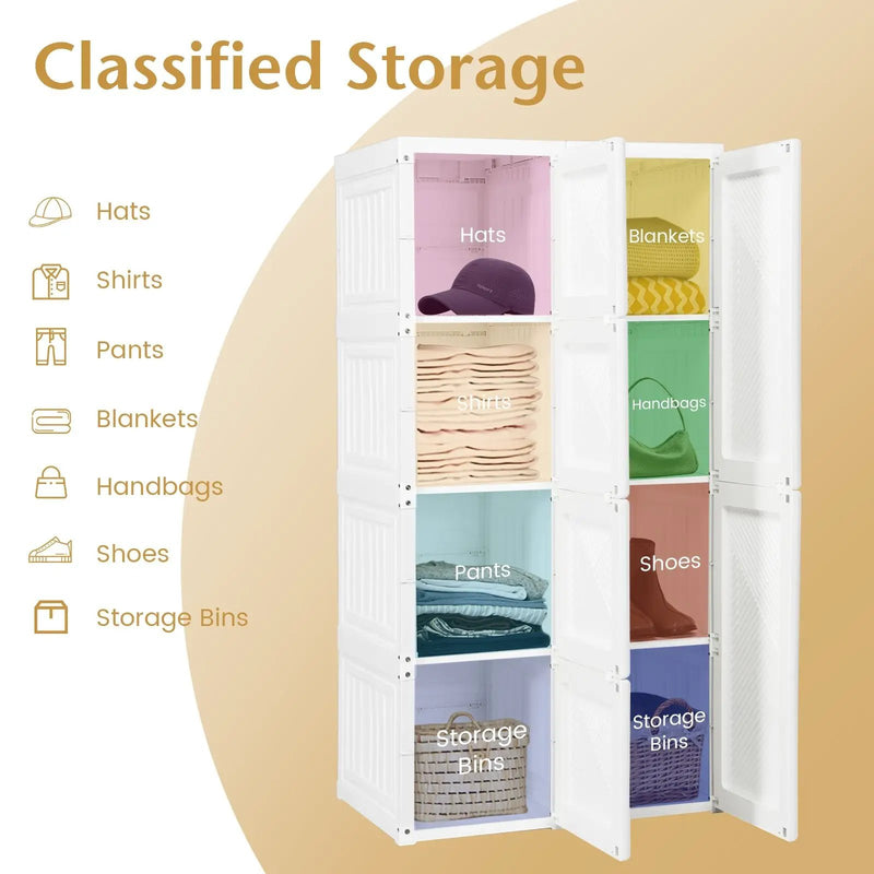 Foldable Armoire Wardrobe Closet with 8 Cubby Storage by DirectDeals