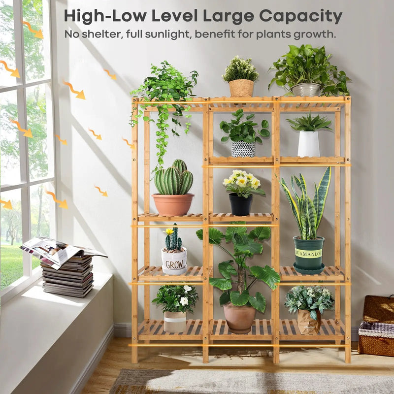 Multifunctional Bamboo Shelf Storage Organizer Rack by DirectDeals
