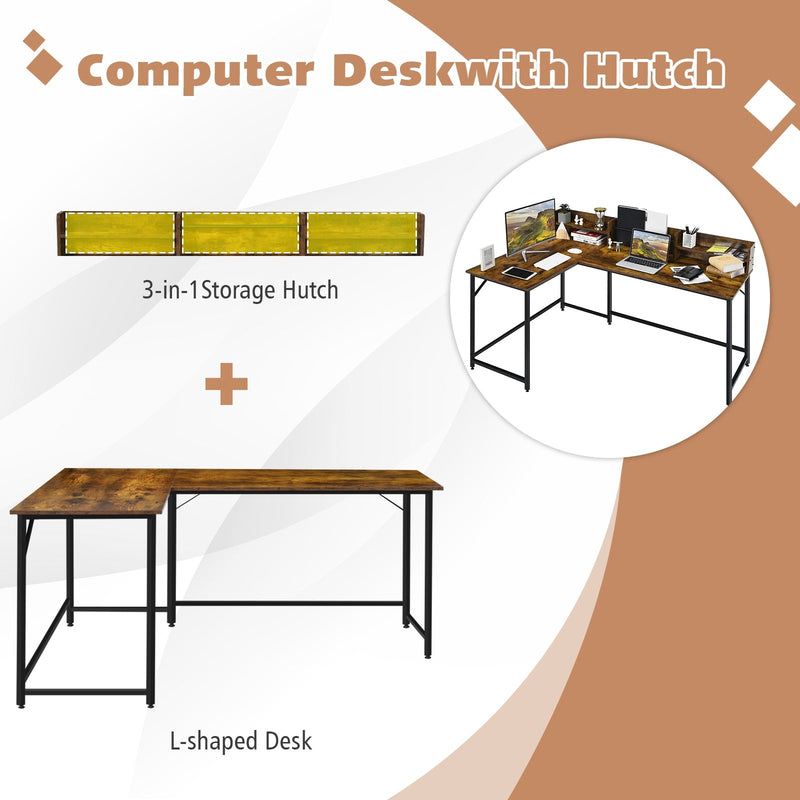 5.5 Inch L-shaped Computer Desk with Bookshelf by DirectDeals