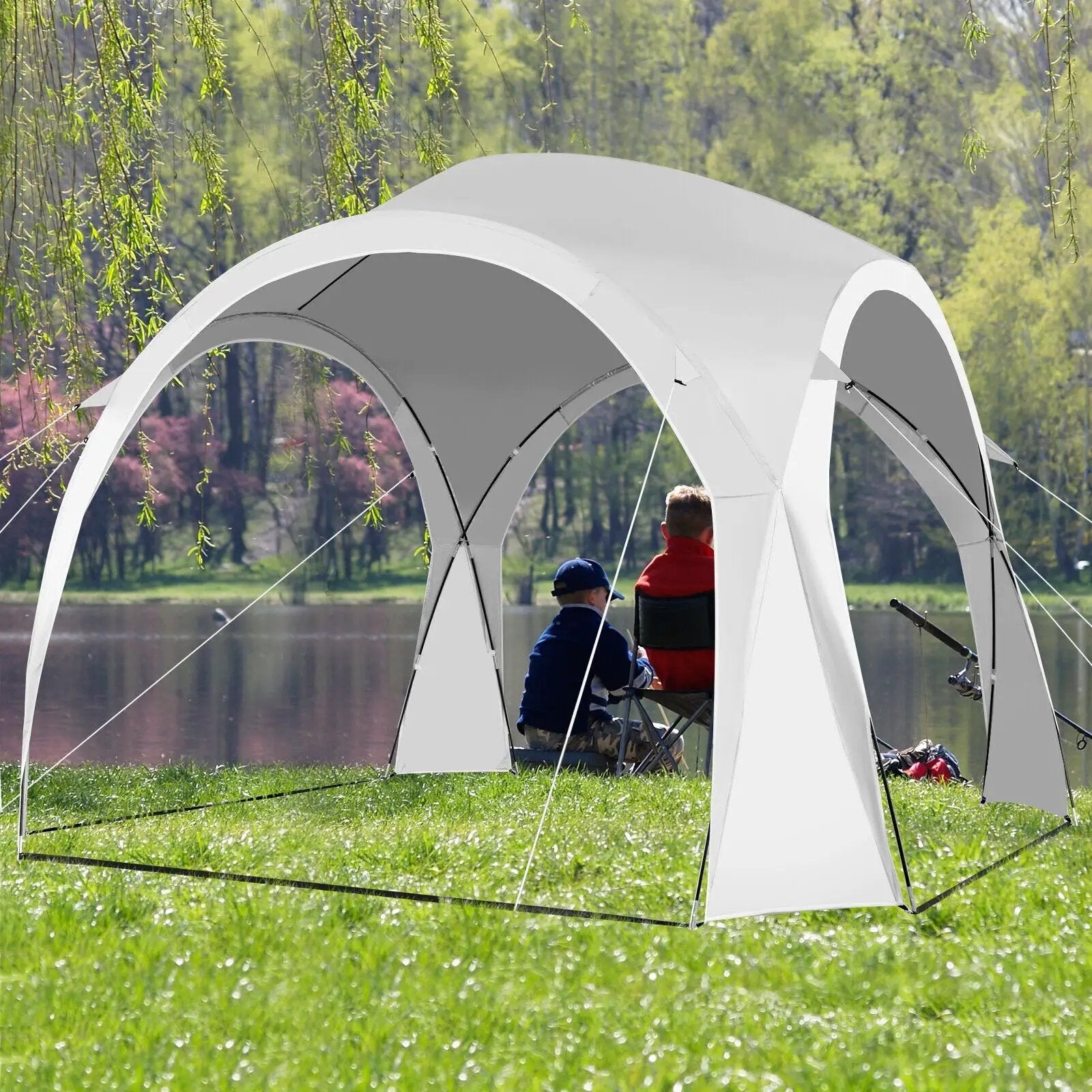 11 x 11 Feet Patio Sun Shade Shelter Canopy Tent Portable UPF 50+ Outdoor Beach-White by DirectDeals