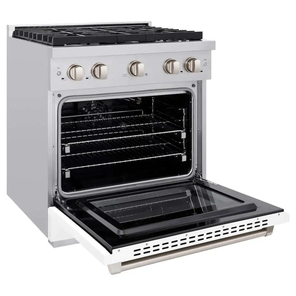 ZLINE 30 In. Gas Range, Stainless Steel, White Matte, SGR-WM-30 by Farmhouse Kitchen and Bath