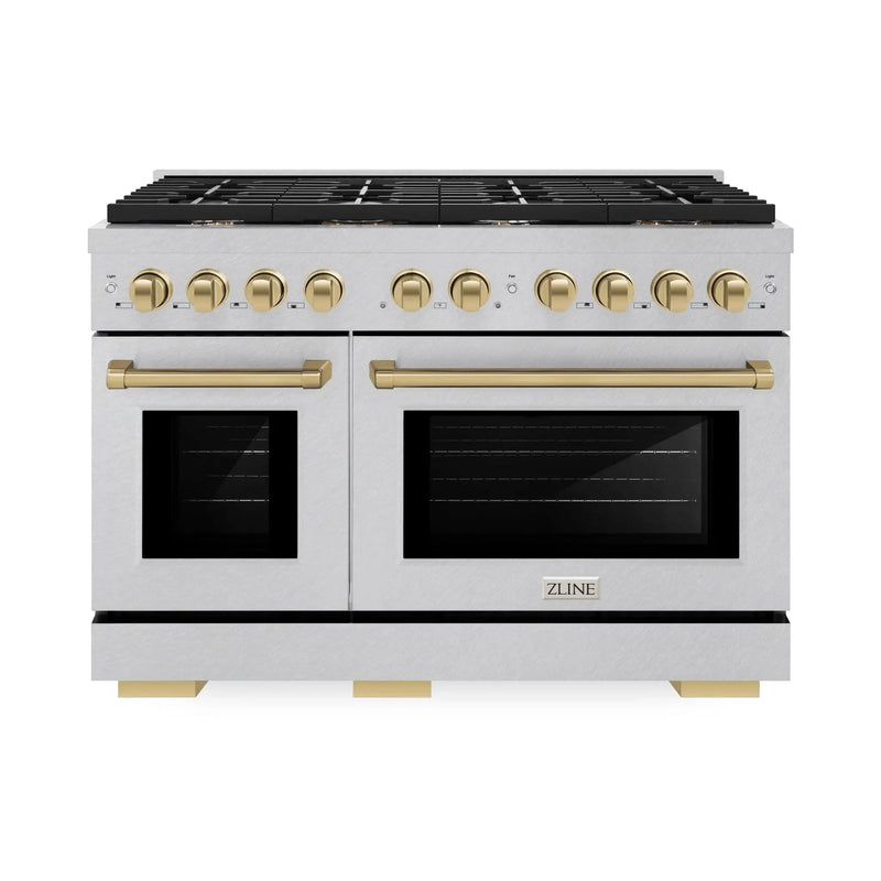 ZLINE 48"Paramount Dual Fuel Range DuraSnow® Champagne Bronze SDRSZ-48-CB by Farmhouse Kitchen and Bath