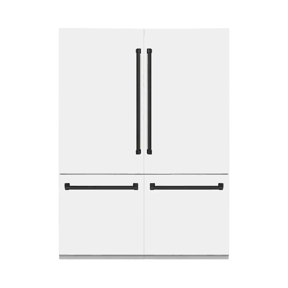 ZLINE 60" Autograph Edition French Door Refrigerator, Internal Water, Ice Dispenser, White Matte, Champagne Bronze Accents RBIVZ-WM-60-CB by Farmhouse Kitchen and Bath