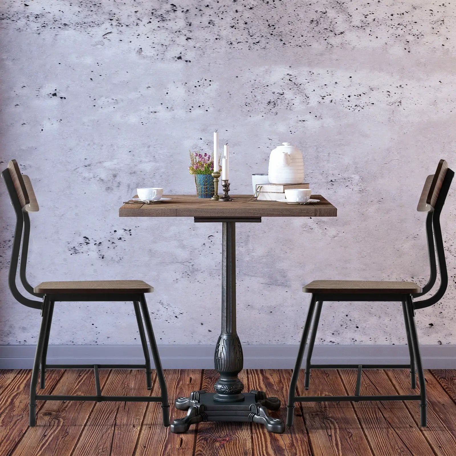 2 Pieces Modern Dining Room Side Chairs with Metal Frame-Brown by DirectDeals