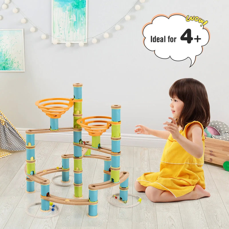 162 Pieces Bamboo Marble Run Educational Learning Toy Set by DirectDeals