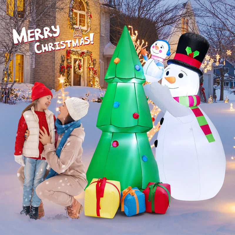 6 Feet Tall Inflatable Christmas Snowman and Tree Decoration Set with LED Lights by DirectDeals