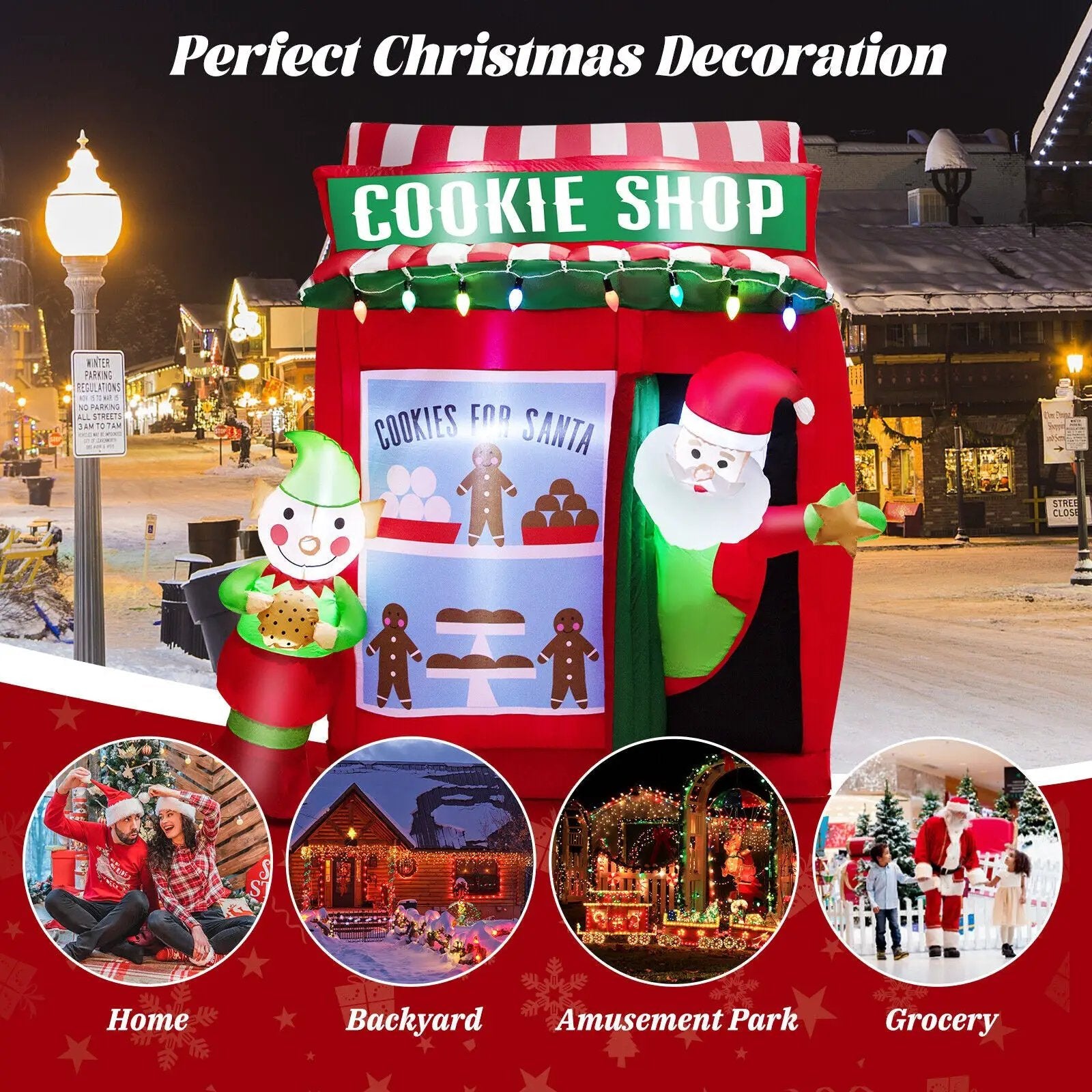 6.3 Feet Inflatable Gingerbread Cookie Shop with Santa Claus by DirectDeals