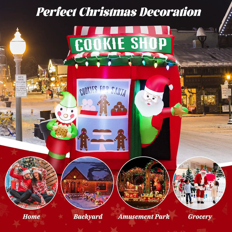 6.3 Feet Inflatable Gingerbread Cookie Shop with Santa Claus by DirectDeals
