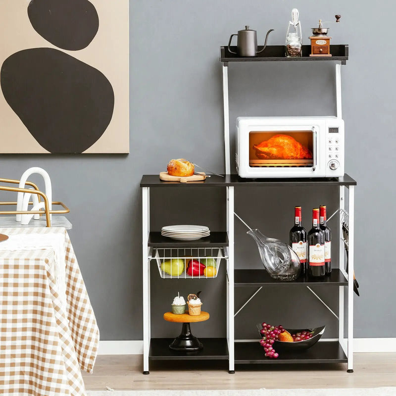 4 Tier Vintage Kitchen Baker's Rack Utility Microwave Stand-Coffee by DirectDeals