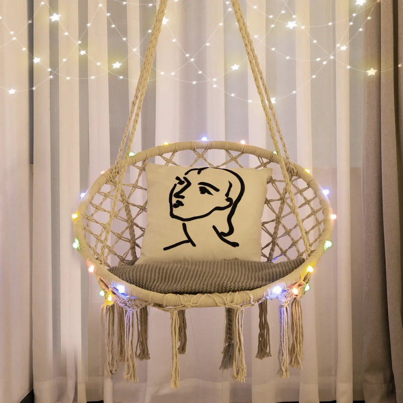 Hammock Chair LED Lights Hanging Swing Indoor Outdoor by DirectDeals