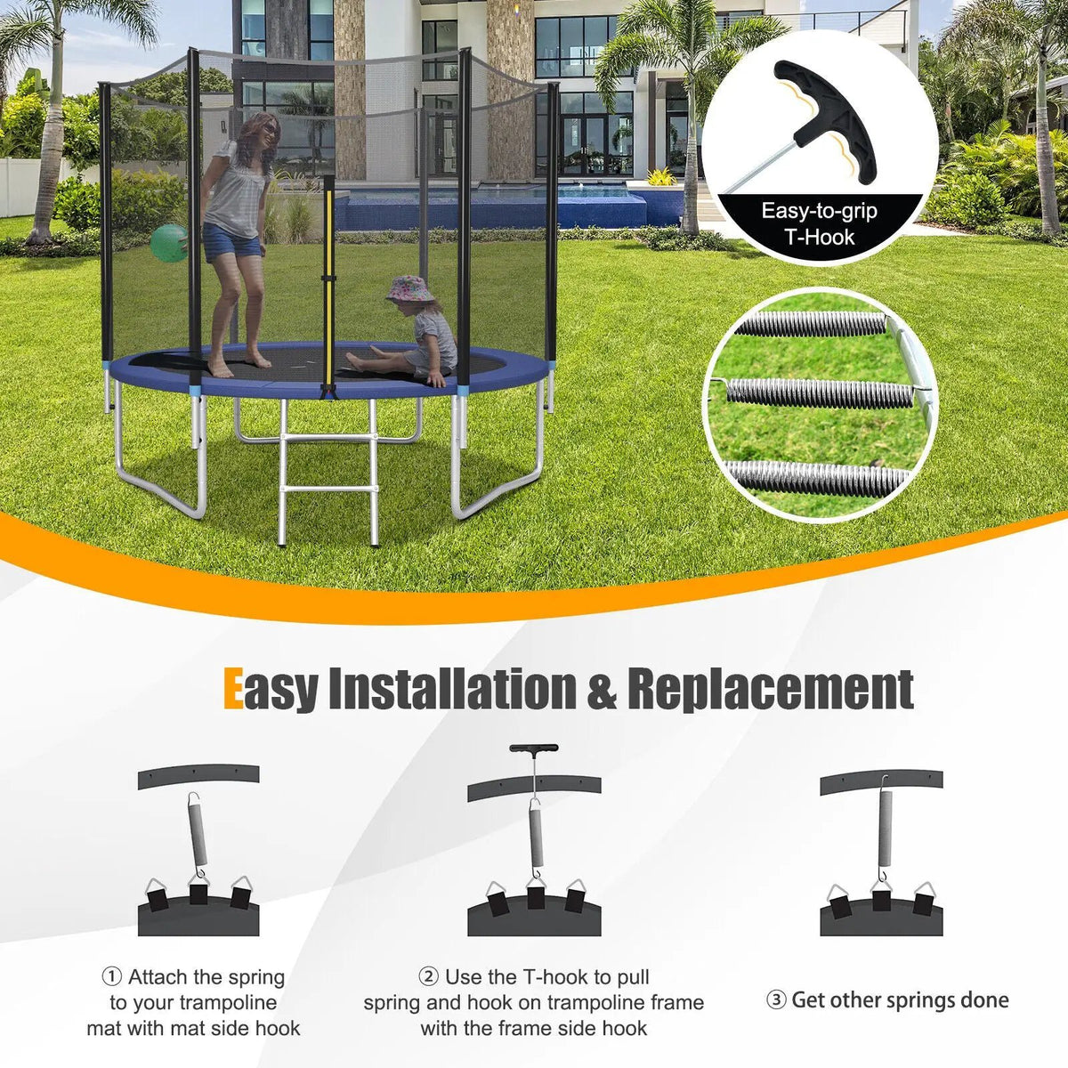 5.5 Inch Rustproof Galvanized Steel Replacement Trampoline Elasticity Springs by DirectDeals