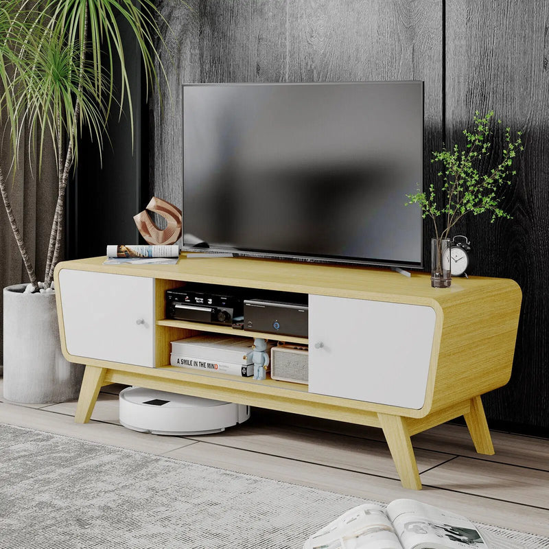 Sliding Door TV Stand with Adjustable Shelf for TVs up to 55 Inch by DirectDeals