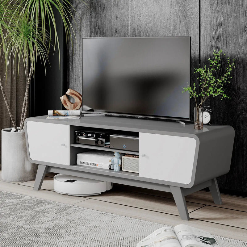Sliding Door TV Stand with Adjustable Shelf for TVs up to 55 Inch by DirectDeals