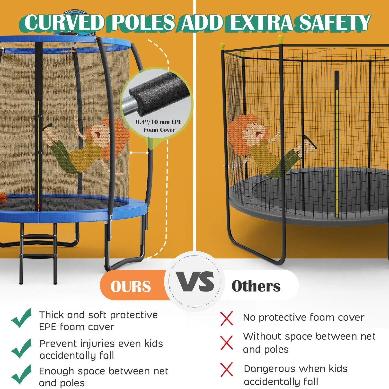 8/10 Feet Recreational Trampoline with Basketball Hoop by DirectDeals