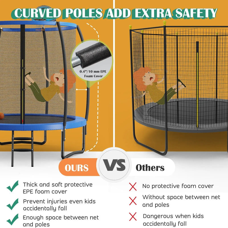 8/10 Feet Recreational Trampoline with Basketball Hoop by DirectDeals