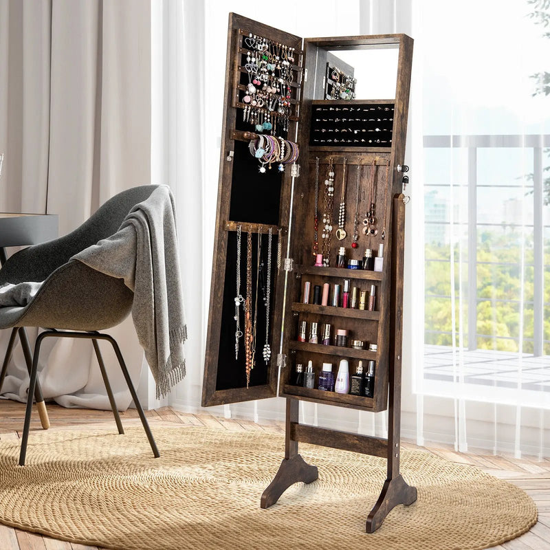 Standing Jewelry Cabinet with Full Length Mirror by DirectDeals