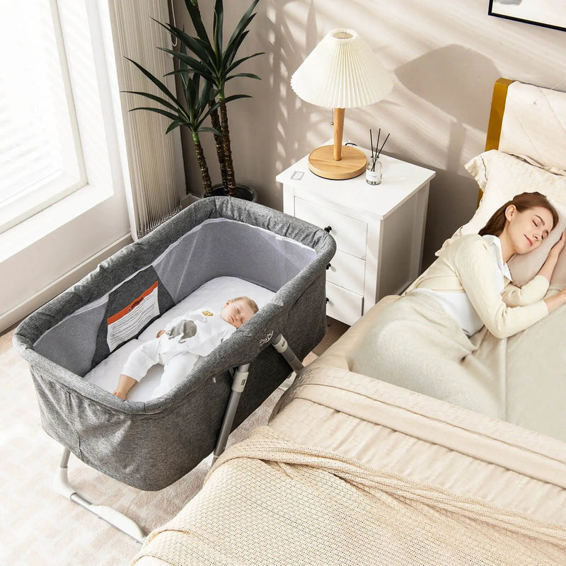 2-In-1 Baby Bassinet with Mattress and Net-Gray by DirectDeals