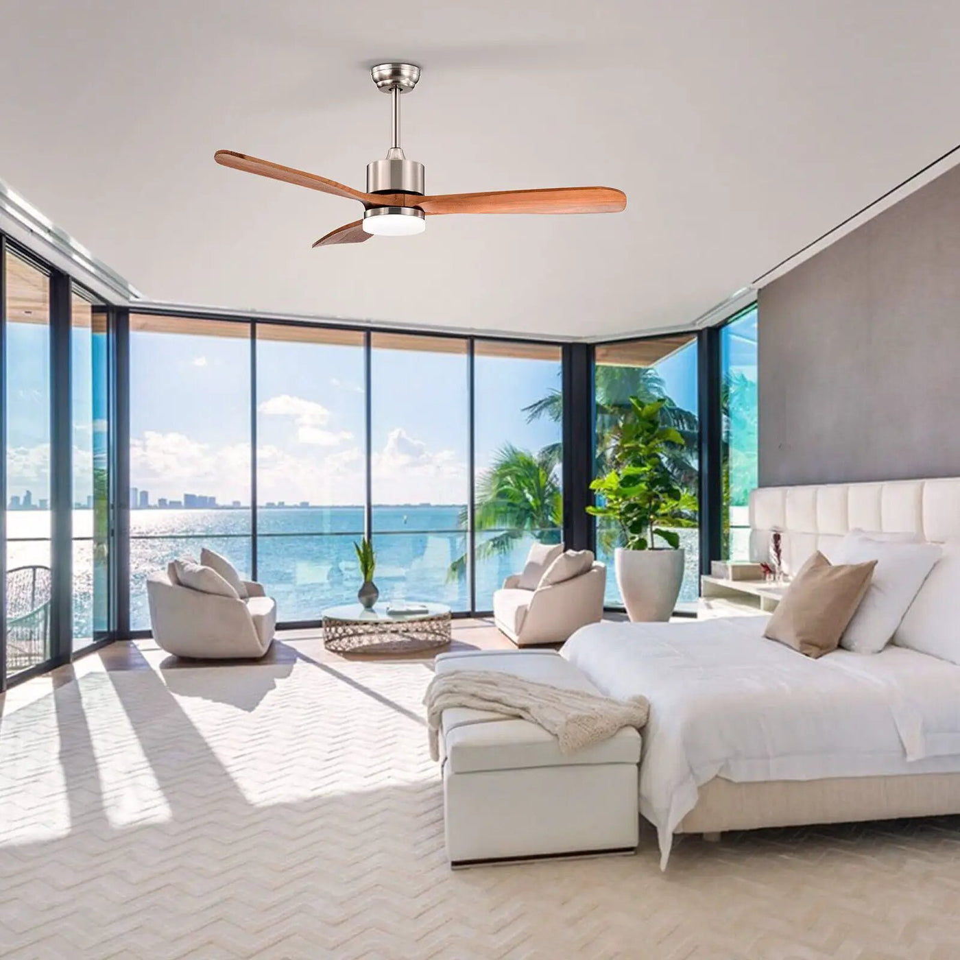 52 Inch Reversible Ceiling Fan with LED Light and Adjustable Temperature by DirectDeals
