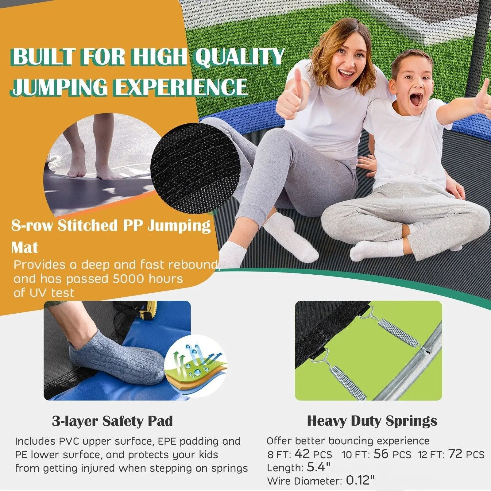 8/10 Feet Recreational Trampoline with Basketball Hoop by DirectDeals