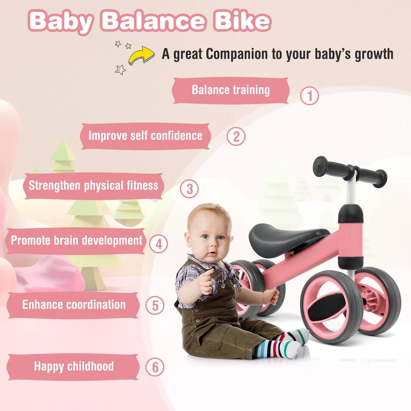4 Wheels Baby Balance Bike Toy by DirectDeals