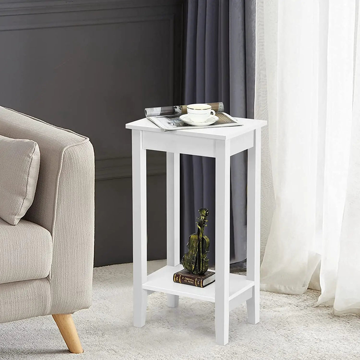 Set of 2 Versatile 2-Tier End Table with Storage Shelf by DirectDeals