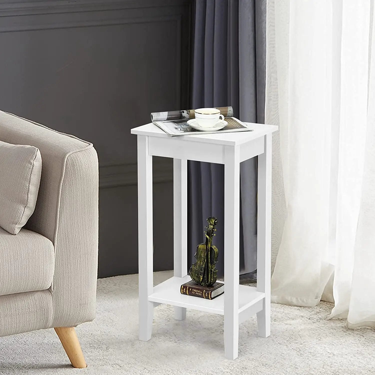 Set of 2 Versatile 2-Tier End Table with Storage Shelf by DirectDeals