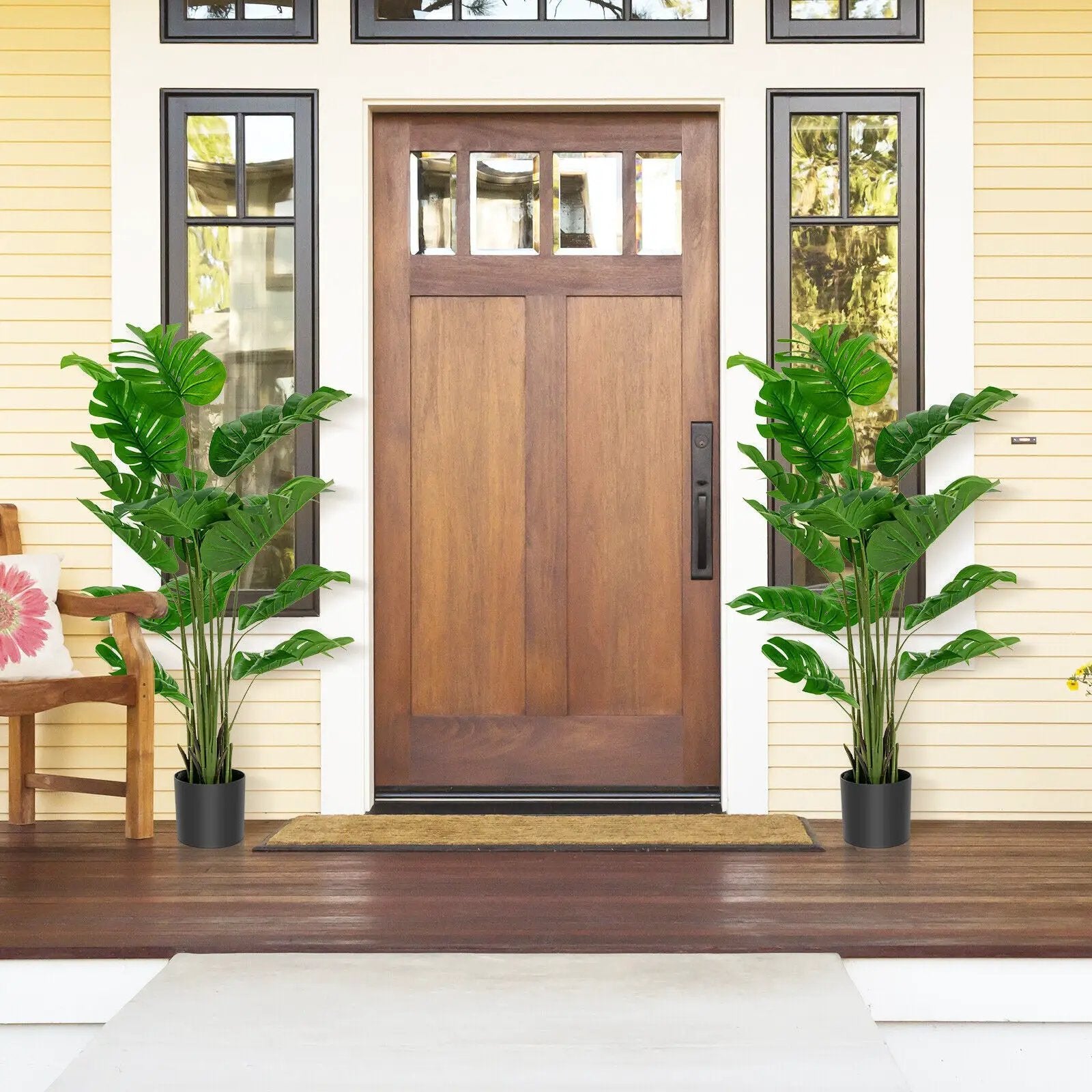 5 Feet Artificial Tree Faux Monstera Deliciosa Plant for Home Indoor and Outdoor by DirectDeals