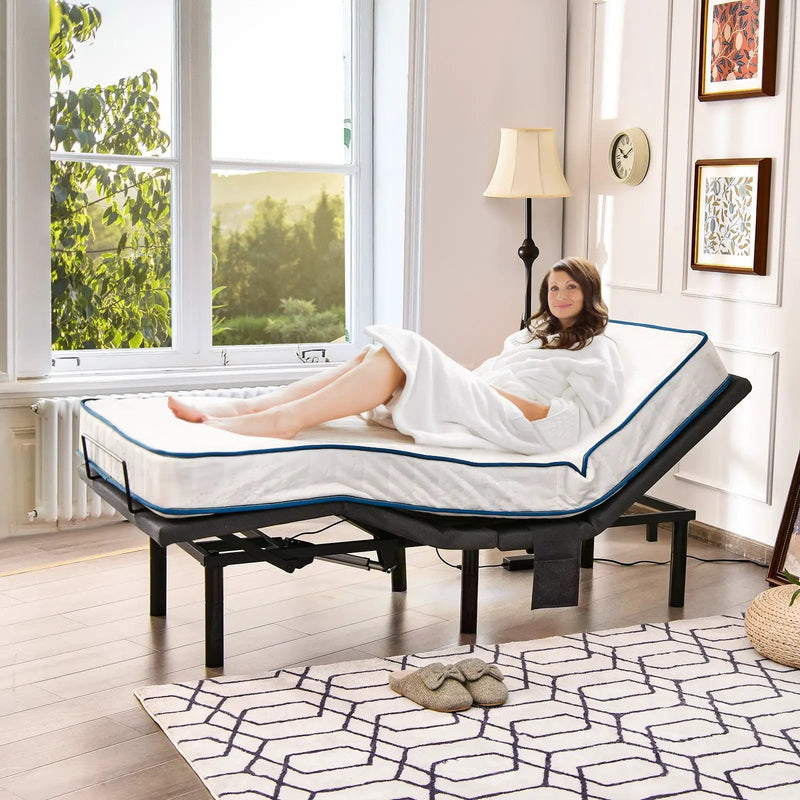 Queen Size Adjustable Bed Base Electric Bed Frame with Massage Modes by DirectDeals