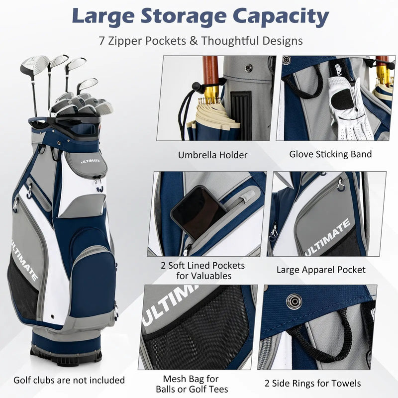 10.5 Inch Golf Stand Bag with 14 Way Dividers and 7 Zippered Pockets by DirectDeals