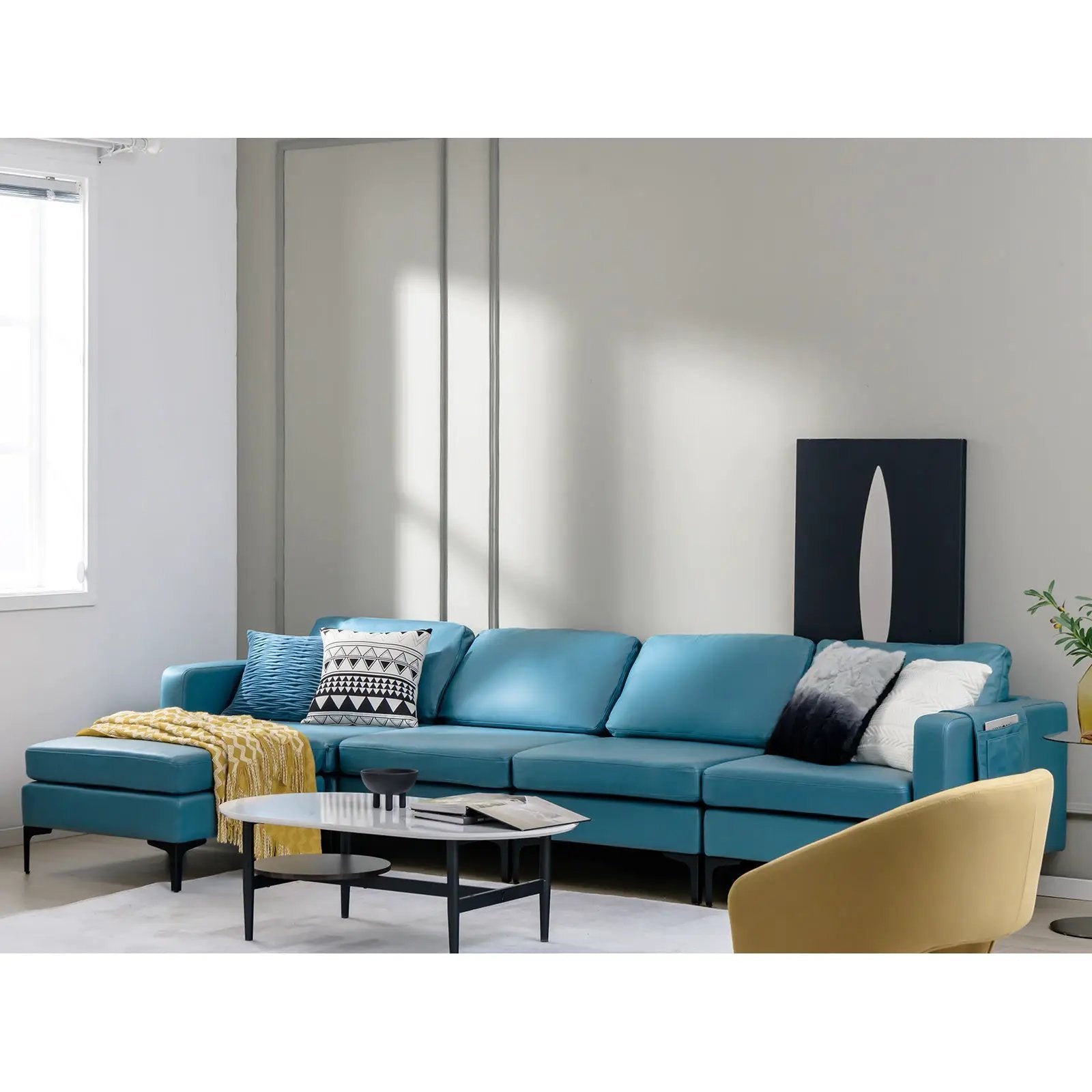 Modular L-shaped Sectional Sofa with Reversible Ottoman and 2 USB Ports by DirectDeals
