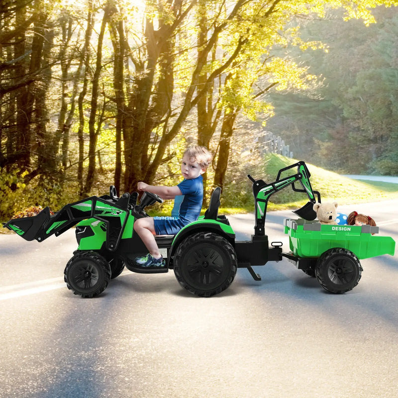 12V 3 in 1 Kids Ride On Excavator with Shovel Bucket and Music by DirectDeals